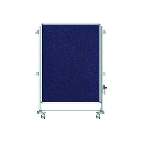 Partition Mobile 2-Sided Fabric Bulletin Board, 46"H x 34"W, Blue